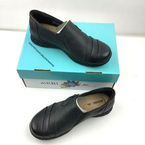 Michel M. Natives Black  Leather Loafers Women 7 M